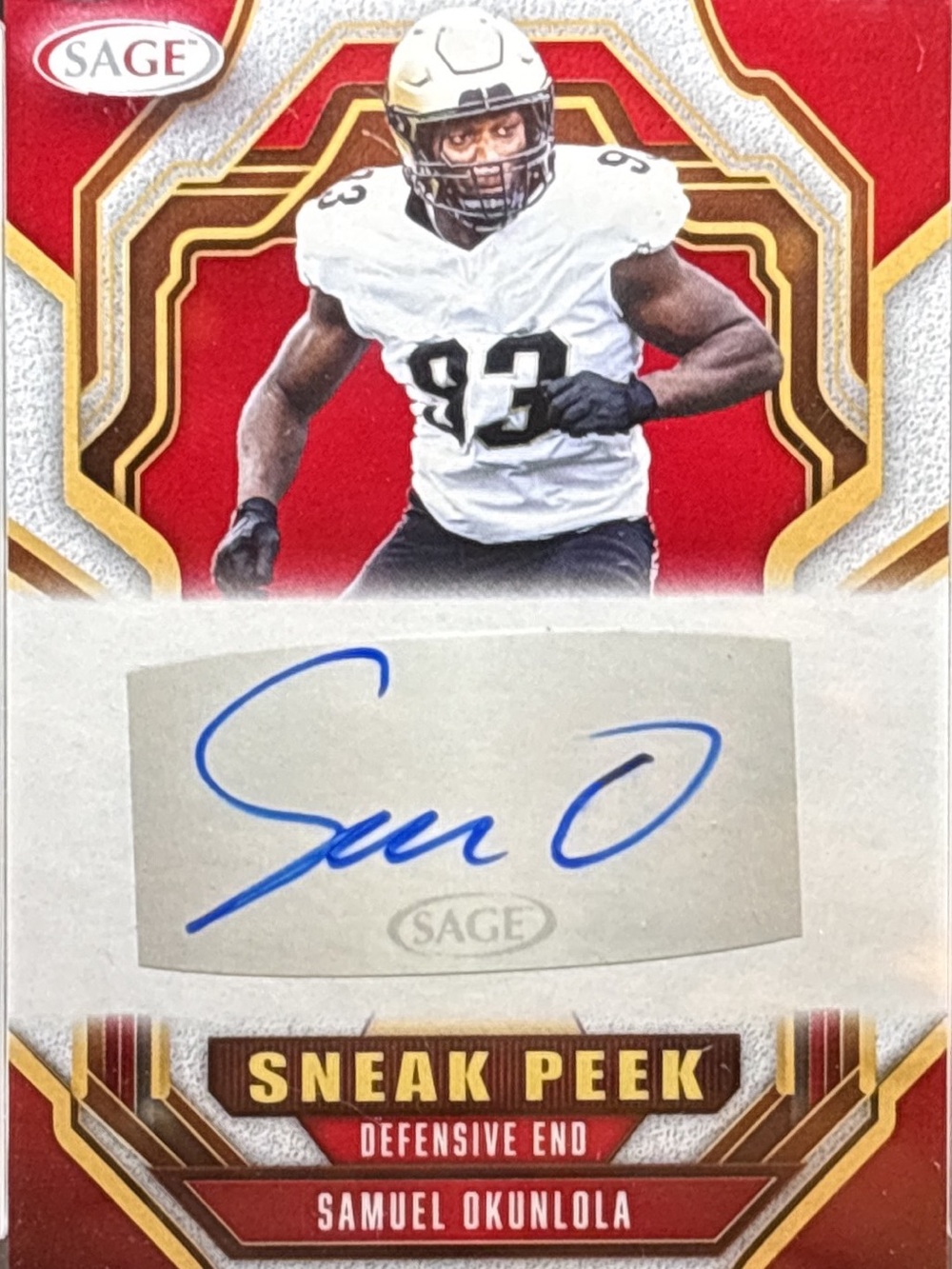 Sage Samuel Okunlola Sneak Peek Autograph Card
